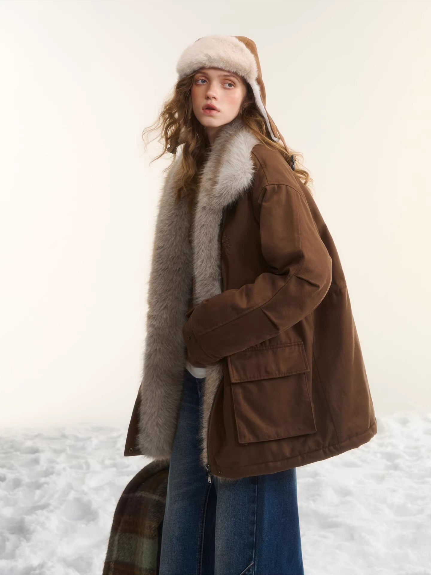 Detachable Fur Collar Padded Parka
