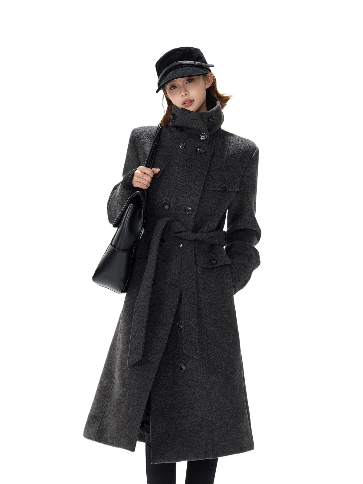 Gray Double Breasted Wool Coat