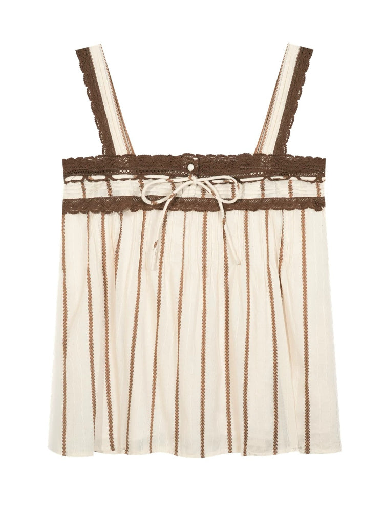 Lace Trim Striped Cami