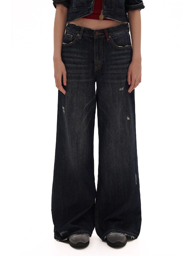Vintage Cat Whisker Spray Camouflage Denim Capri &amp; Pants