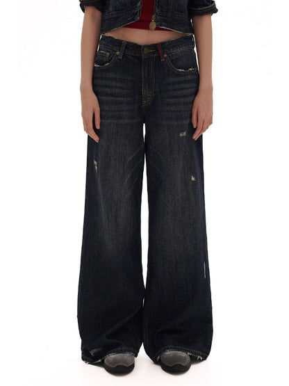 Vintage Cat Whisker Spray Camouflage Denim Capri &amp; Pants
