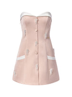 Satin Three-Dimensional Beadwork Halter Dress