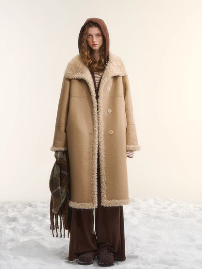 Two-Way Reversible Shearling Wool Coat