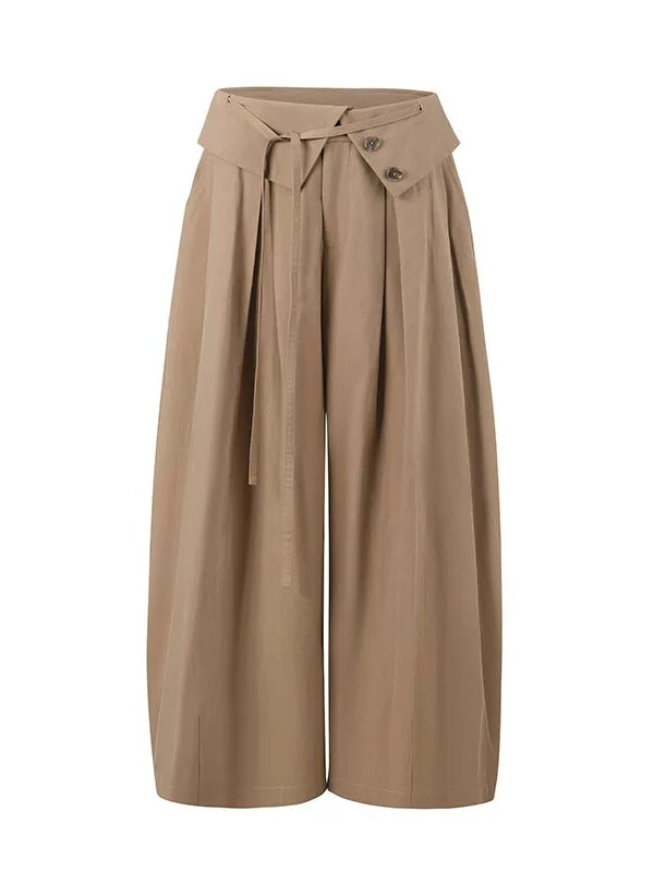 Lyocell Cotton Wide-Leg Casual Pants