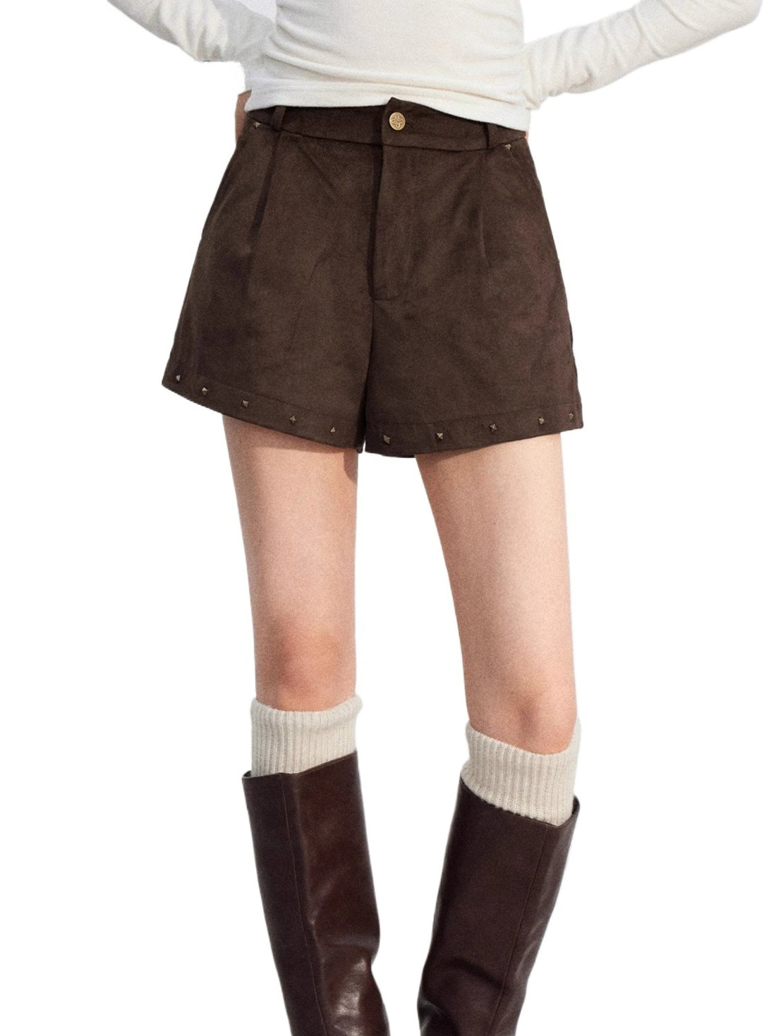 Studded Faux Suede Shorts