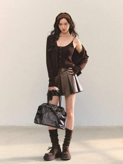 Lettuce-Edge Cardigan &amp; Camisole Set
