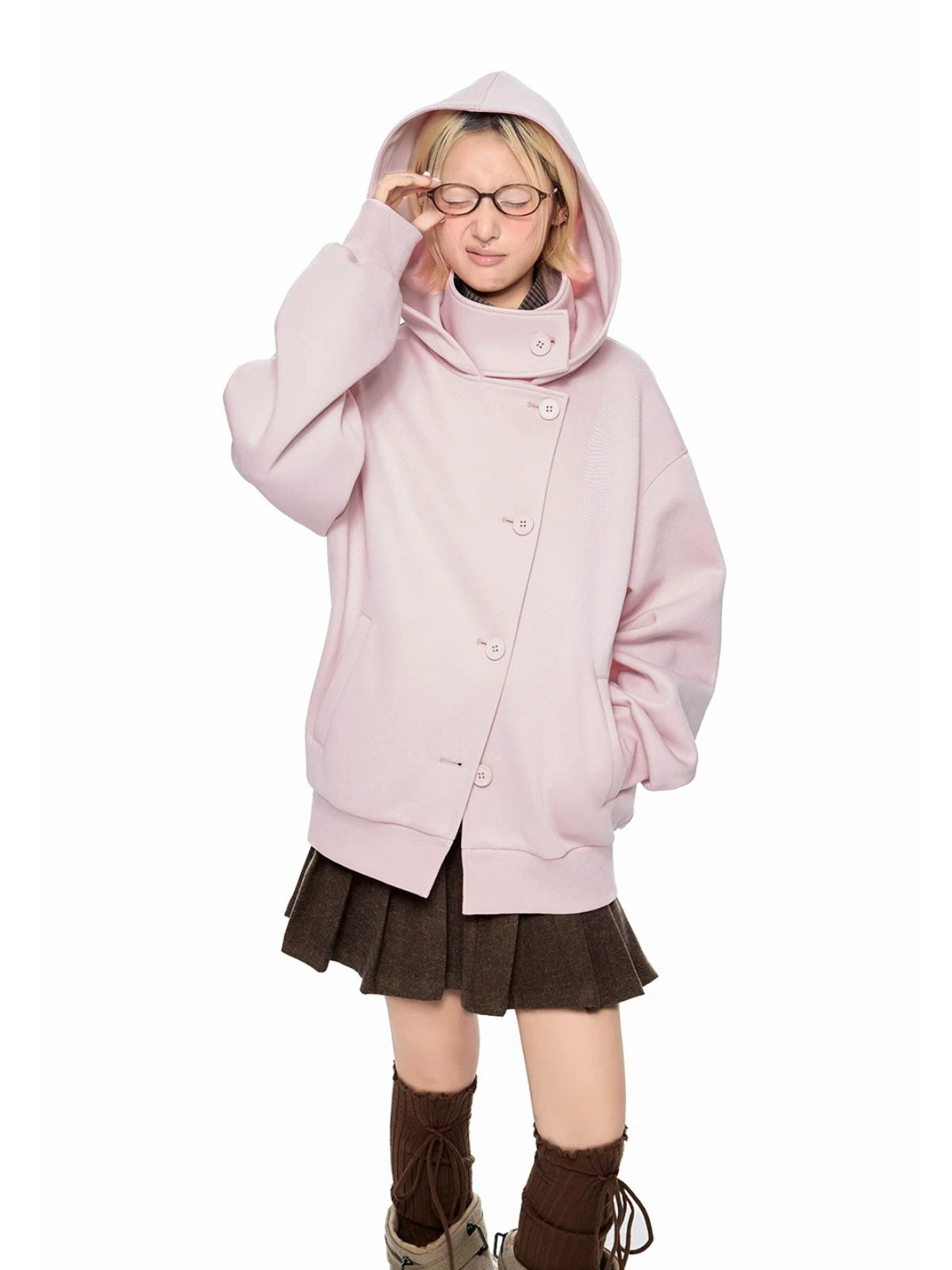 Academy Button Cropped Hoodie