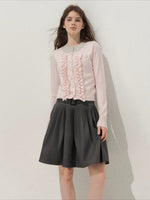 Ruffle Trim Vintage Knit Sweater