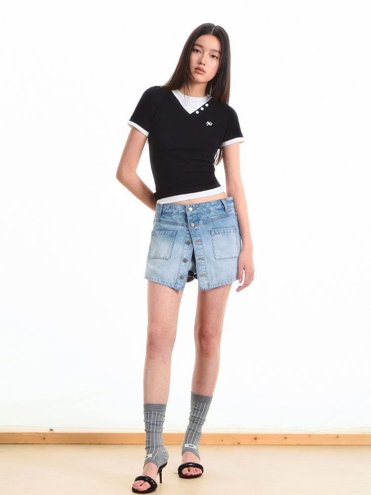 Faux Layered Short Sleeve T-shirt