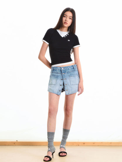 Faux Layered Short Sleeve T-shirt