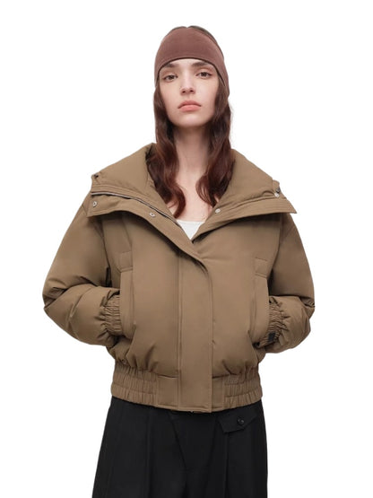 Beige &amp; Brown Faux Fur Down Parka