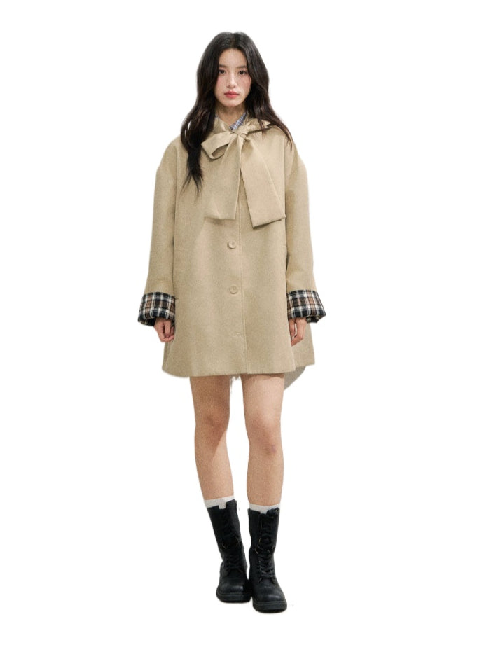 Khaki Bow Trench Coat