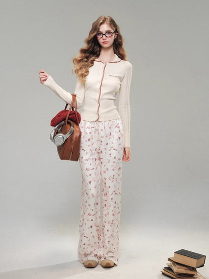 V-neck Hand-knit Cardigan