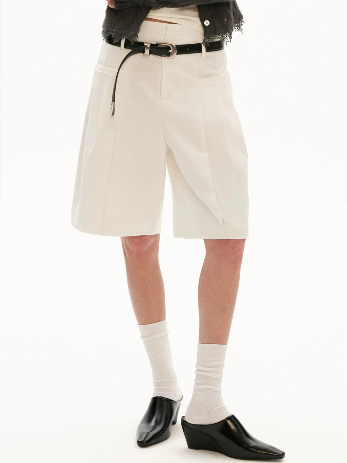Tailored High Waist Bermuda Shorts