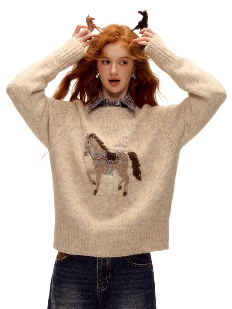 Playful Pony Embroidered Sweater