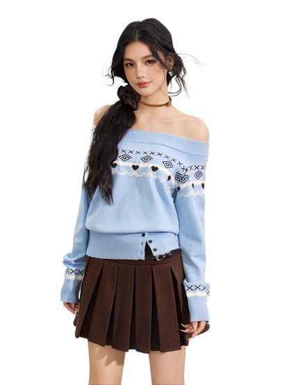 Fair Isle Off-Shoulder Sweater