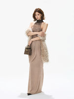 Lace Halter Mermaid Maxi Dress