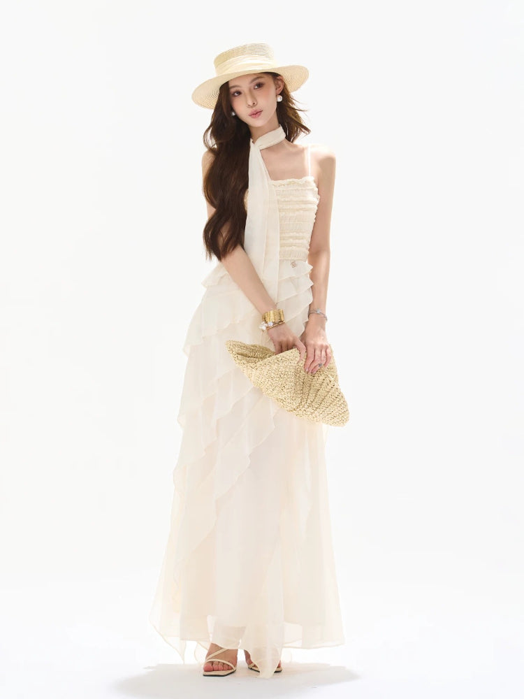 Ruffle Chiffon Maxi Dress
