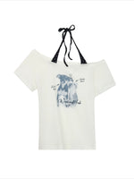 Dog Print Off-Shoulder Top