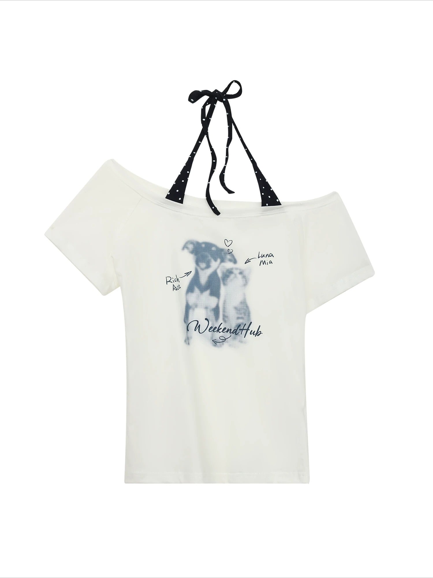 Dog Print Off-Shoulder Top