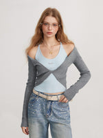 Contrast Layered Knit Top