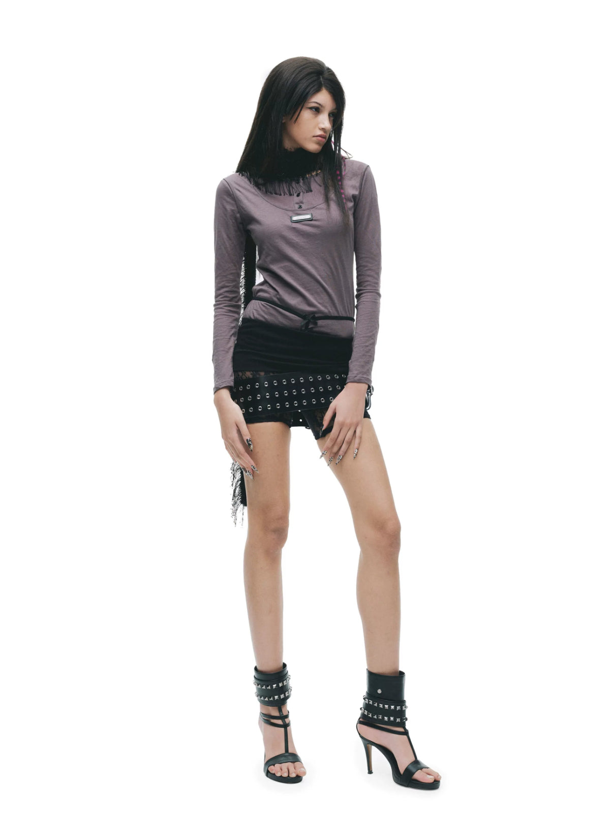 Layered Metal Tag Slim Fit T-Shirt