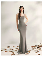Beaded Halter Knit Fishtail Dress