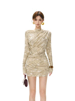 Printed Ruched Bodycon Mini Dress