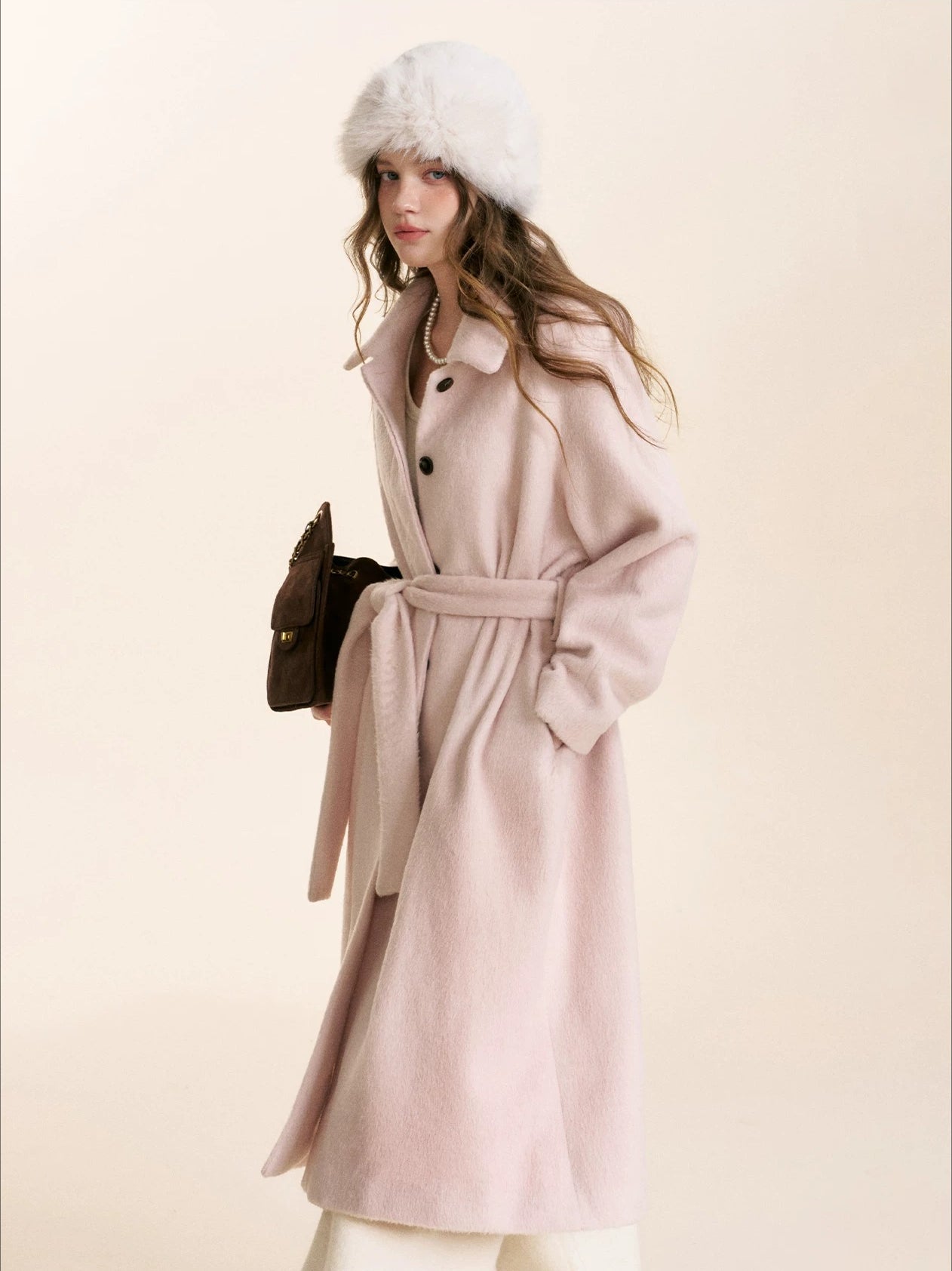 Pink Wool Blend Coat