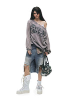 Punk Graffiti Off-Shoulder Tee
