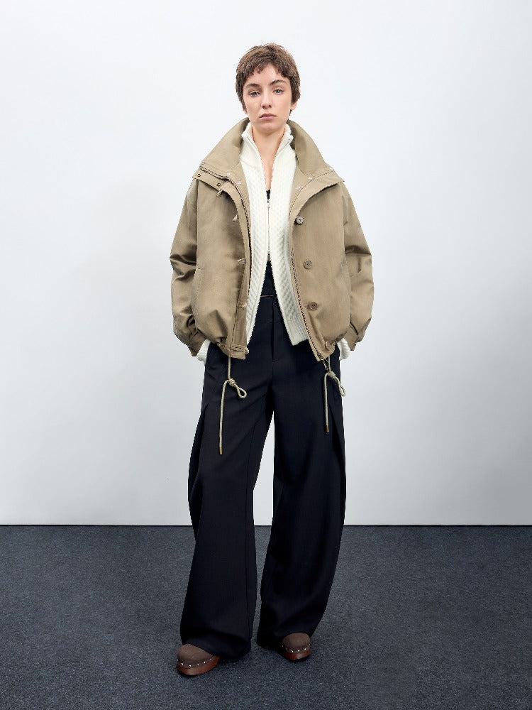 Wool Blend Curve Trousers