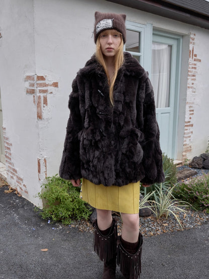 Rex Rabbit Patchwork Fur Jacket