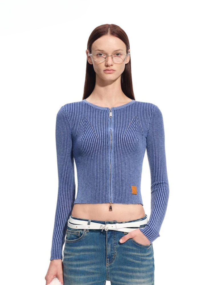 Batwing Knit Zip-Up Cardigan