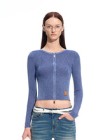 Batwing Knit Zip-Up Cardigan