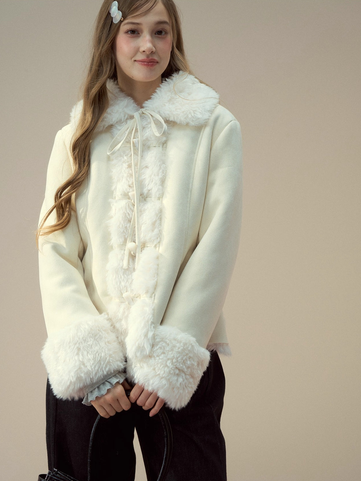 Suede Fleece Toggle Coat