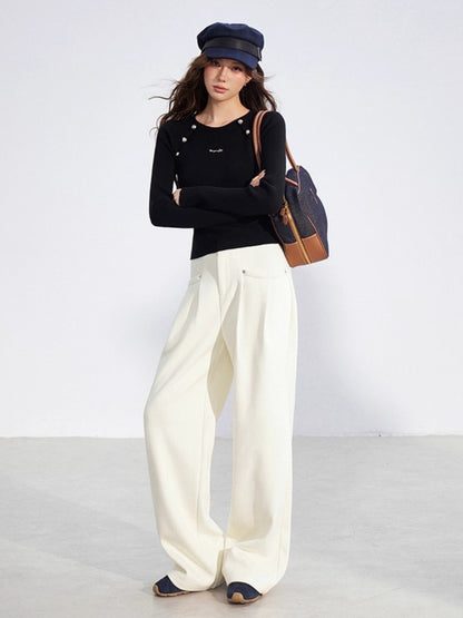 Chenille Fleece Wide-Leg Pants