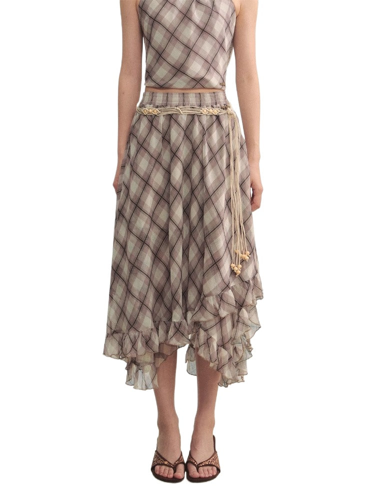 Irregular Ruffle  Top &amp; Midi Skirt Set