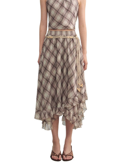 Irregular Ruffle  Top &amp; Midi Skirt Set