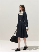 Vintage Mock-Layer Trench Dress