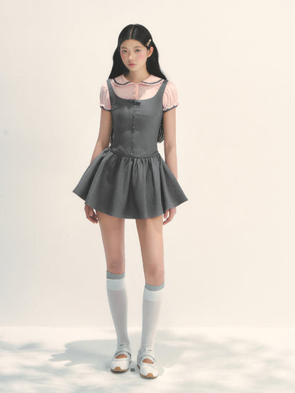 Spliced Fake Two  Piece Preppy Dress