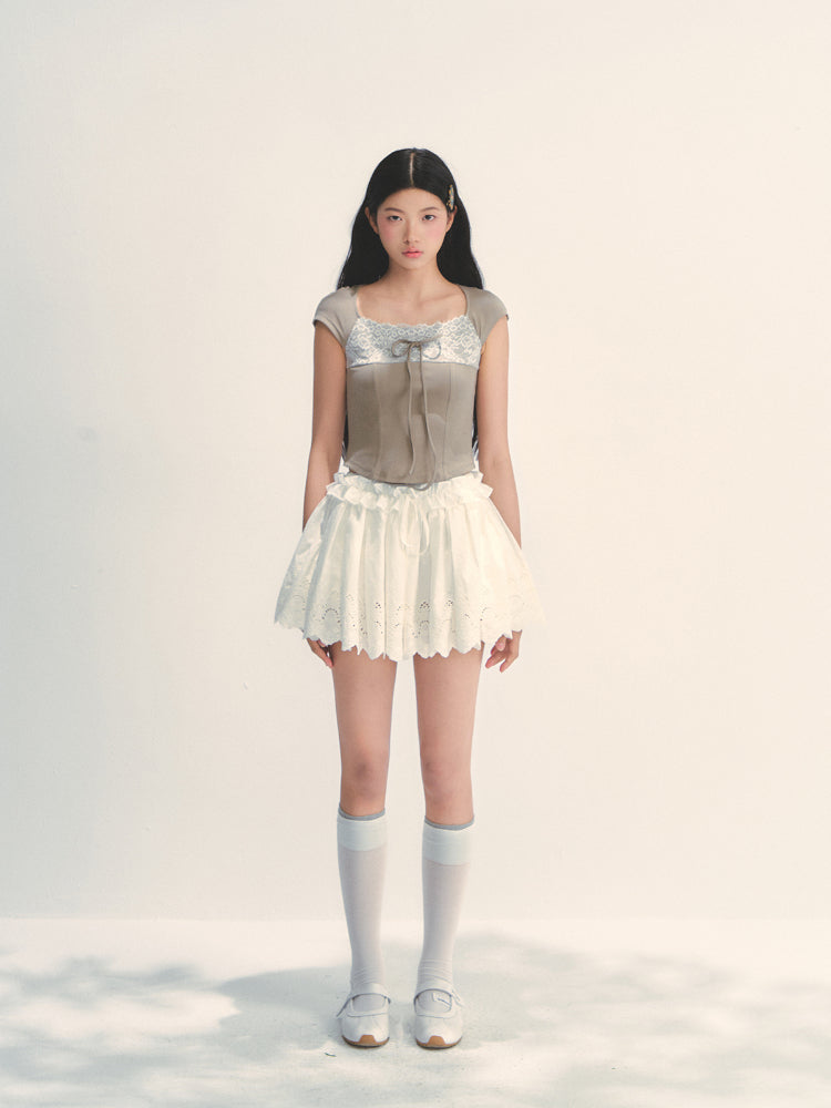 Lace Trim Short Sleeve T-shirt