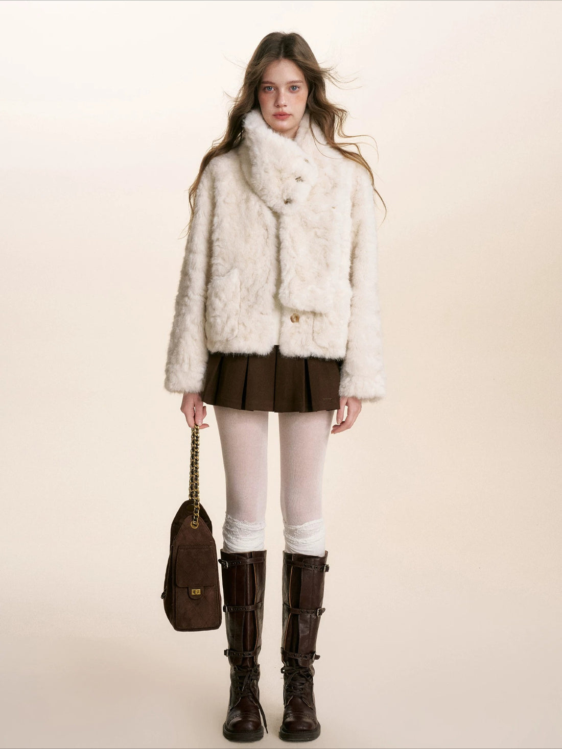 Detachable Scarf Plush Jacket