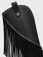 Black Studded Fringe Cowboy Boots