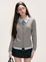 Plaid Trim Denim Skirt