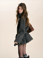 Gray Floral Sequin Wool Coat
