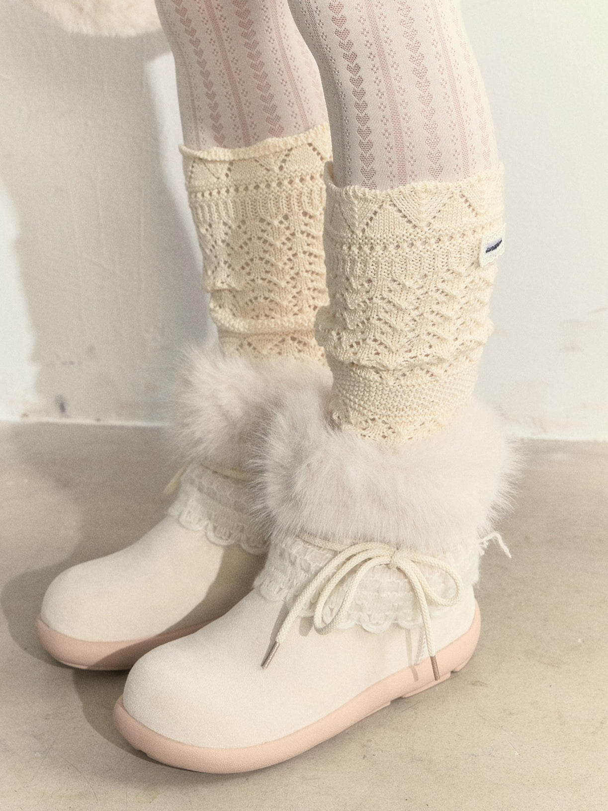 Wool Blend Crochet Mid-Calf Socks