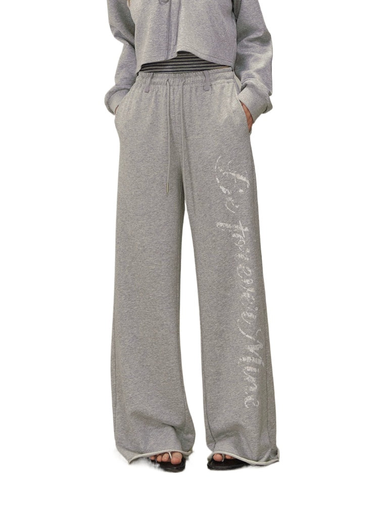 Letter Print Wide Leg Pants