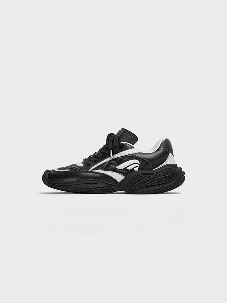 Black Quilted Casual Sneakers