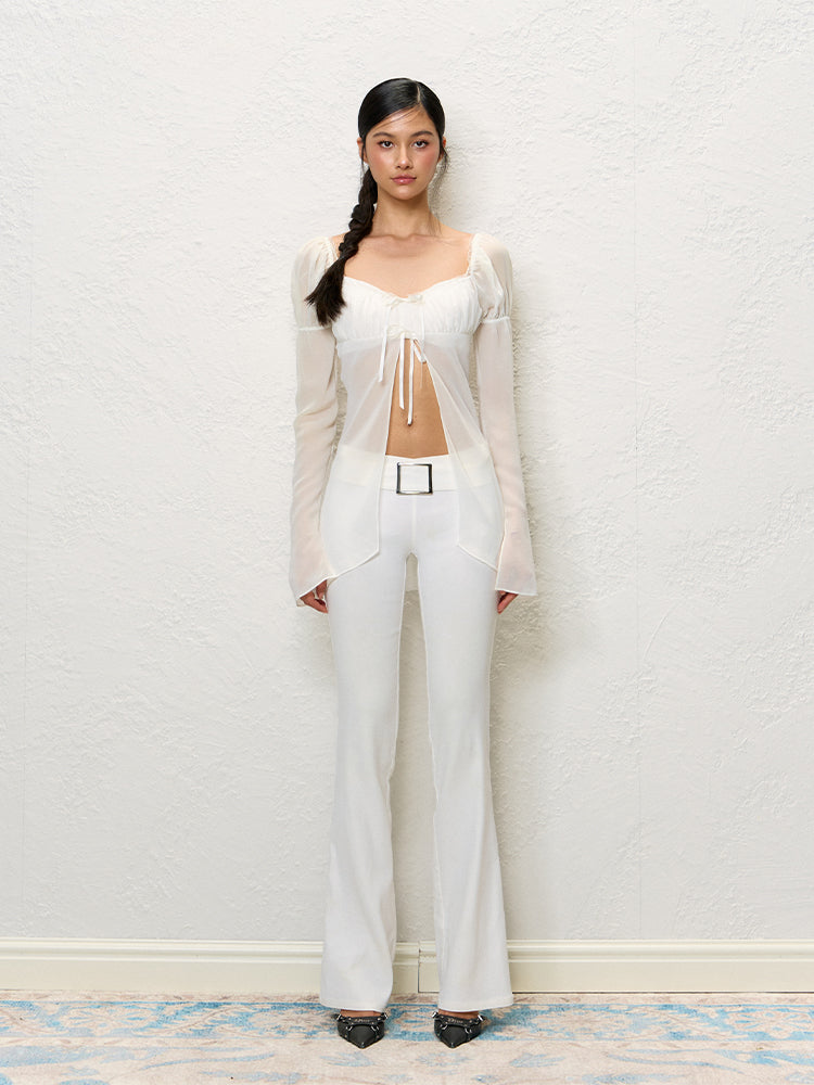 Slim Fit Low Waist Flared Pants
