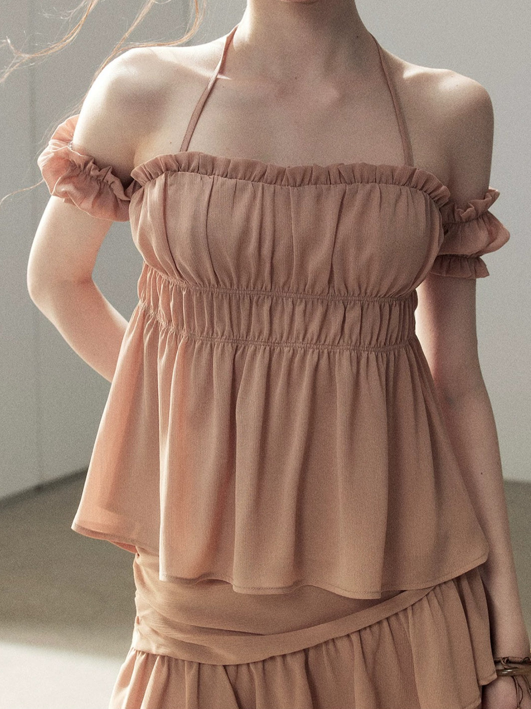 Ginger Yellow Halter Top &amp; Skirt Set